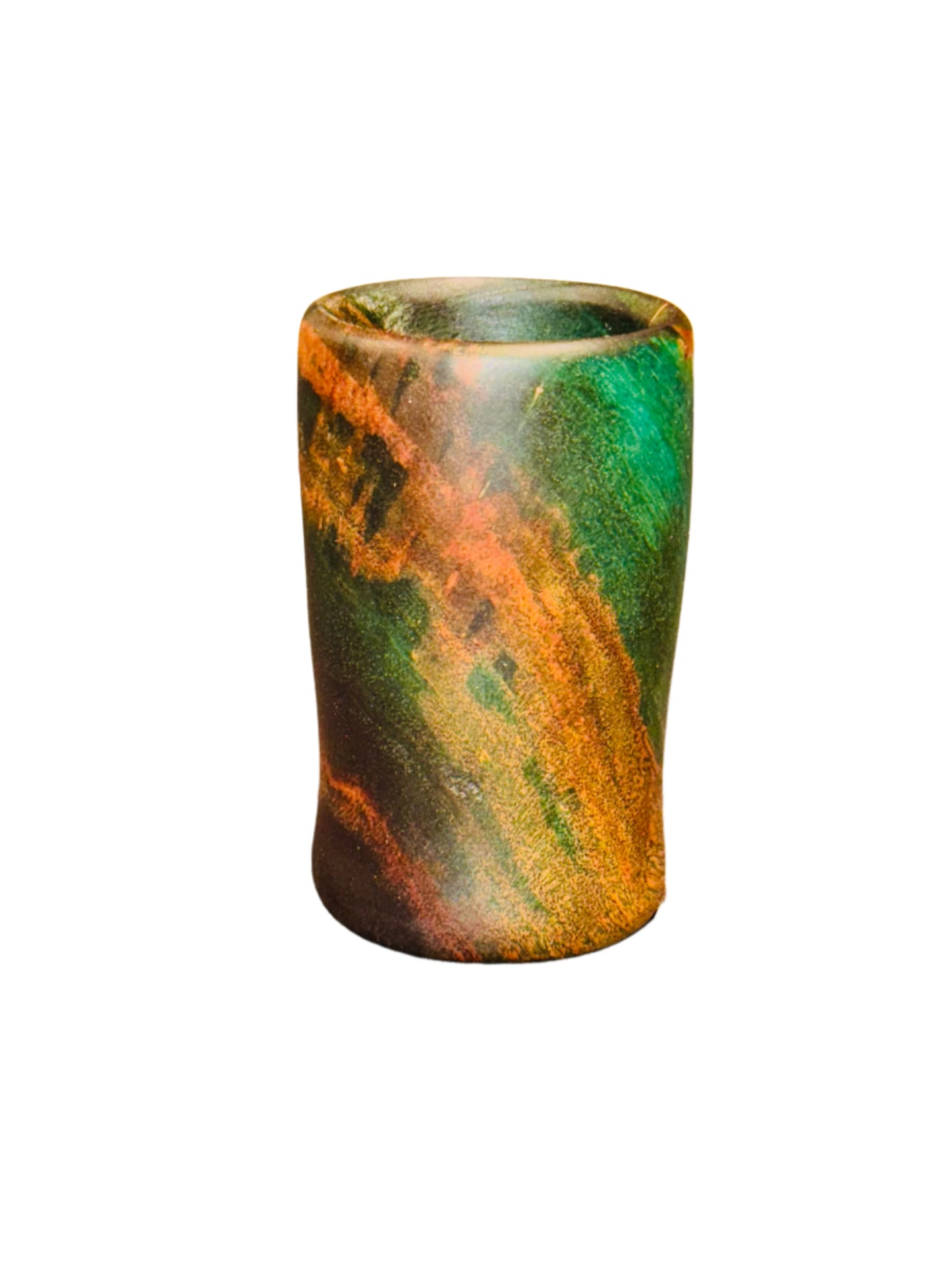 Mappa Burl Green & Blue Shot Glass - Handcrafted Durable & Sustainable Wood Drinkware