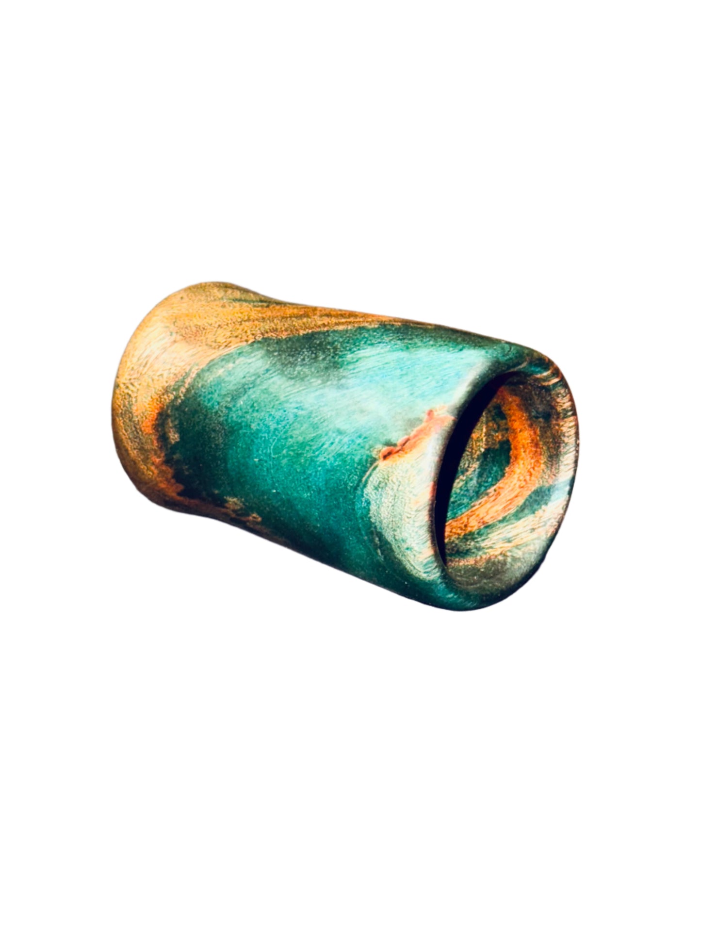Mappa Burl Green & Blue Shot Glass - Handcrafted Durable & Sustainable Wood Drinkware