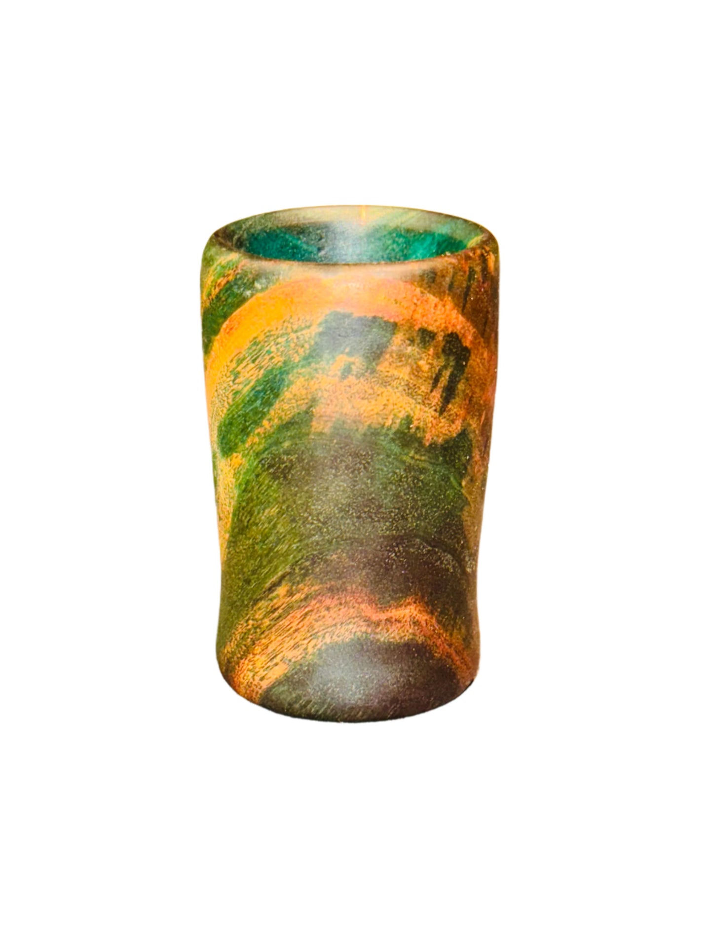Mappa Burl Green & Blue Shot Glass - Handcrafted Durable & Sustainable Wood Drinkware