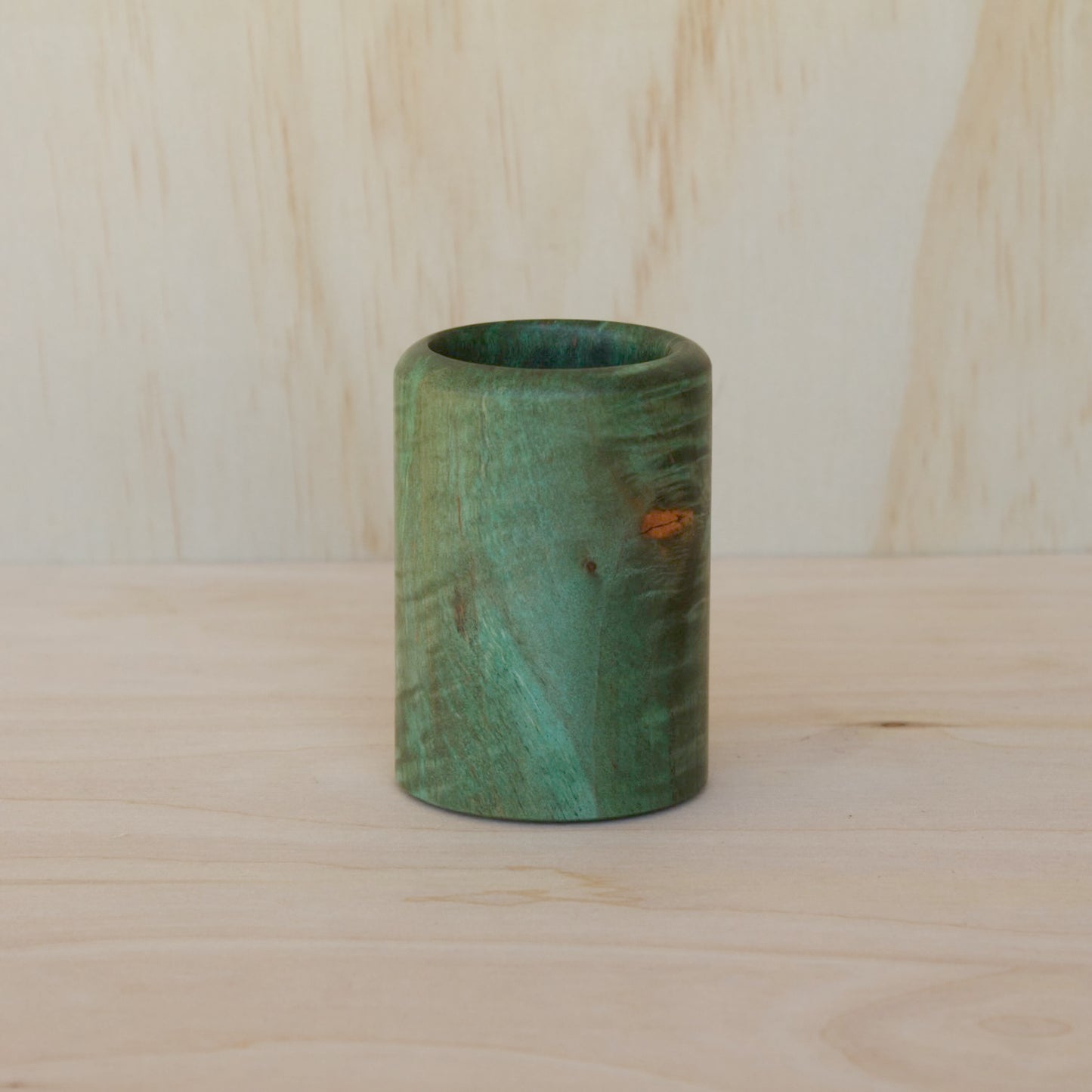 Spalted Maple Curly Green Shot Glass