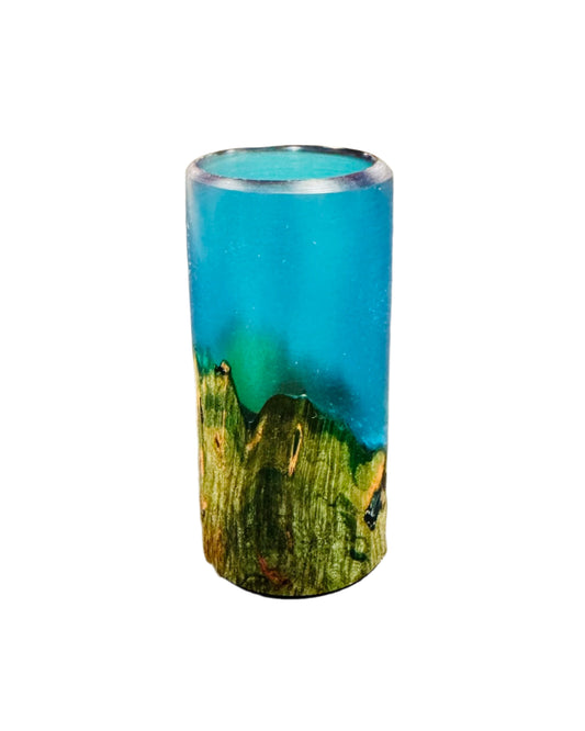 Maple Burl & Epoxy Shot Glass - Handmade Drinking Glass 3 1/4" x 1 1/2" - Drinkware