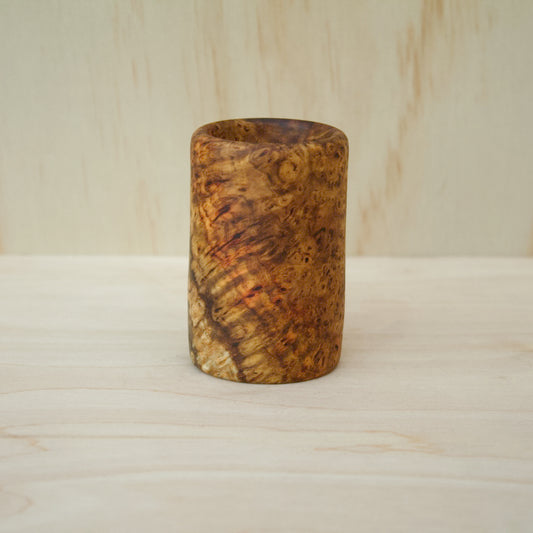 wooden shot glass made of amboyna burl 