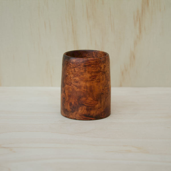 hand made wooden cup made of big leaf maple burl wood