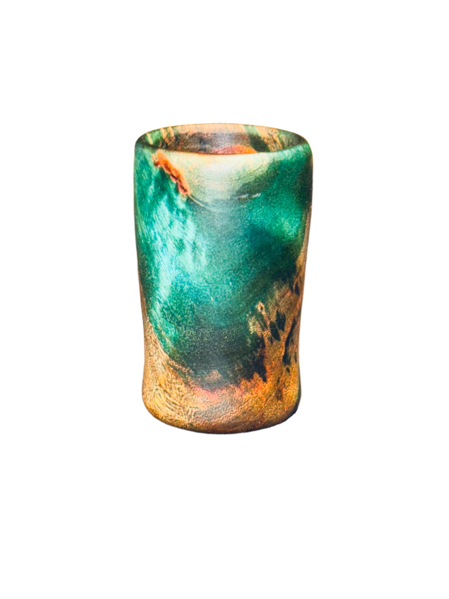 Mappa Burl Green & Blue Shot Glass  - Handcrafted Durable & Sustainable Wood Drinkware