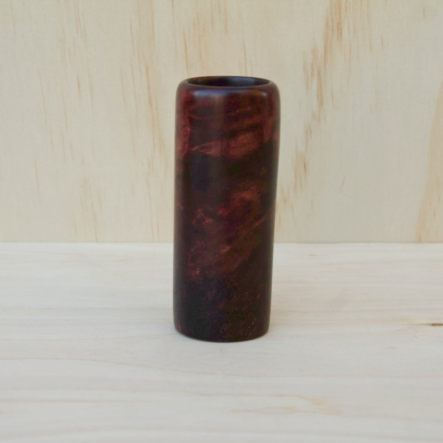 Maple Burl Ruby Red Shot Glass