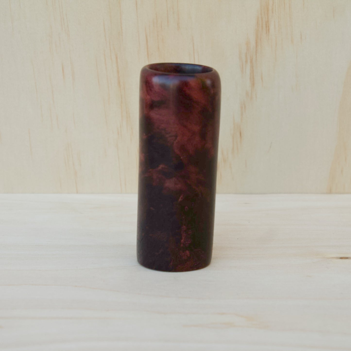 Maple Burl Ruby Red Shot Glass