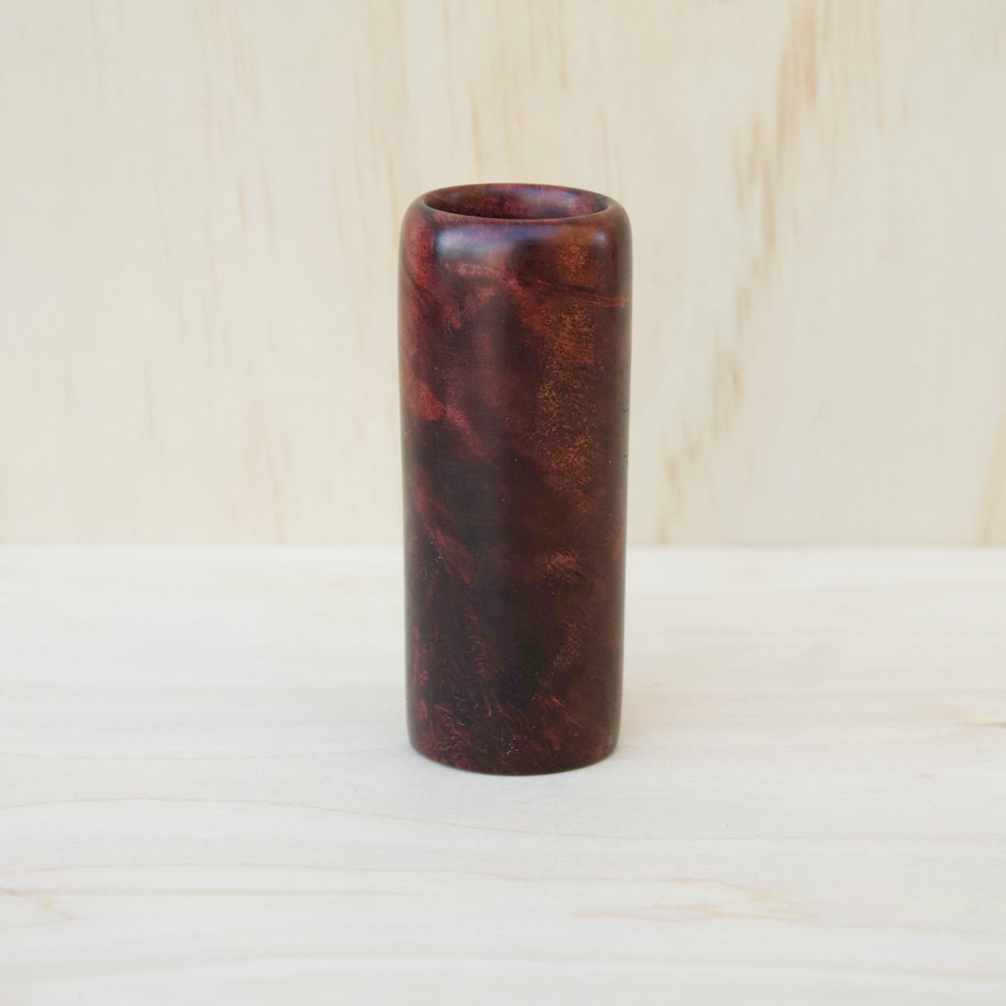 Maple Burl Ruby Red Shot Glass