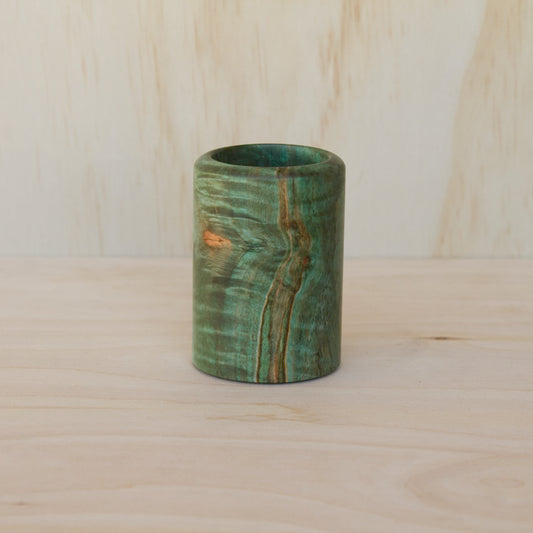 Spalted Maple Curly Green Shot Glass