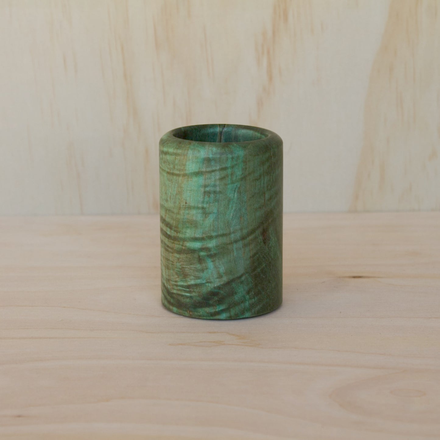 Spalted Maple Curly Green Shot Glass