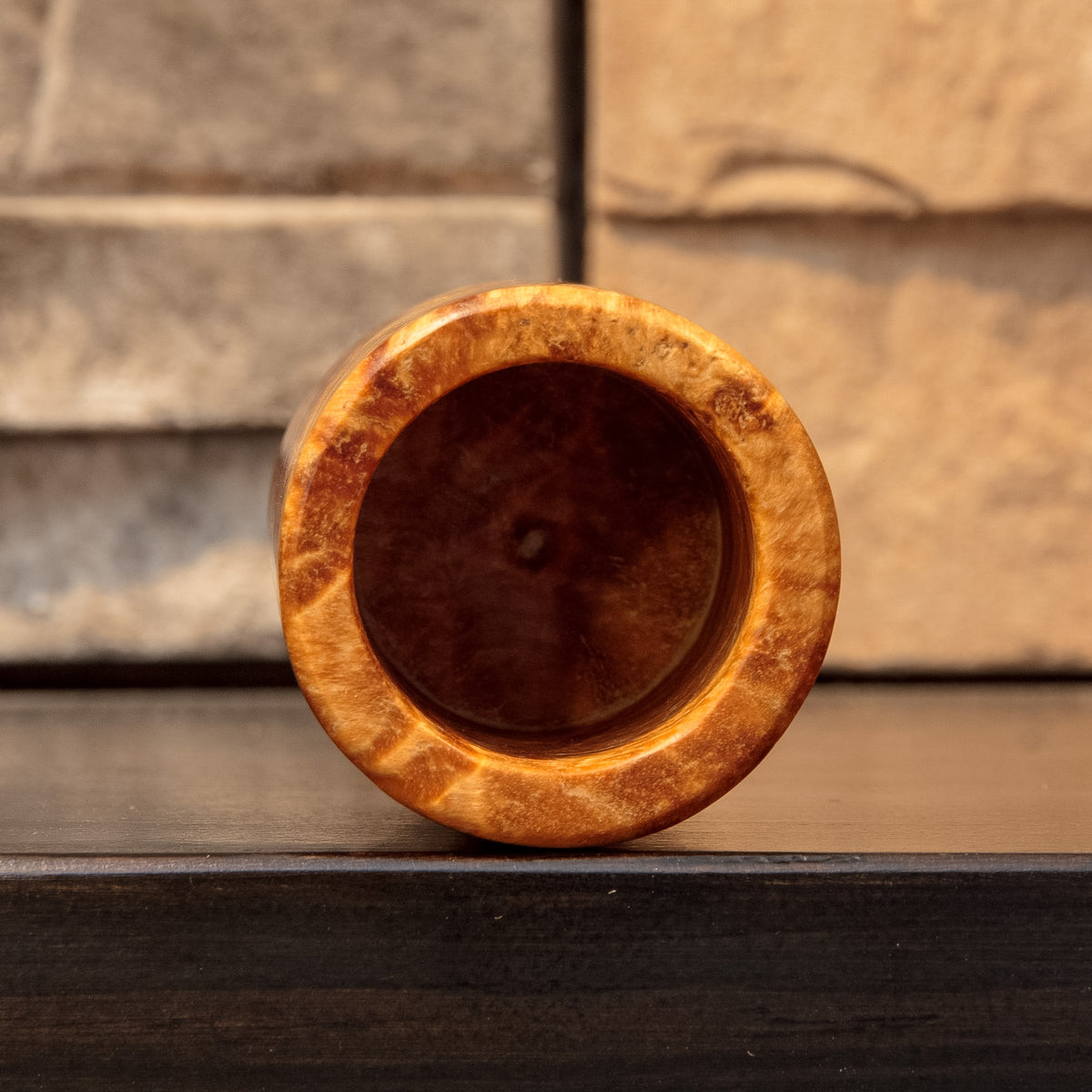 Top view of The Caramel Canyon showing the rounded rim and dark wooden interior