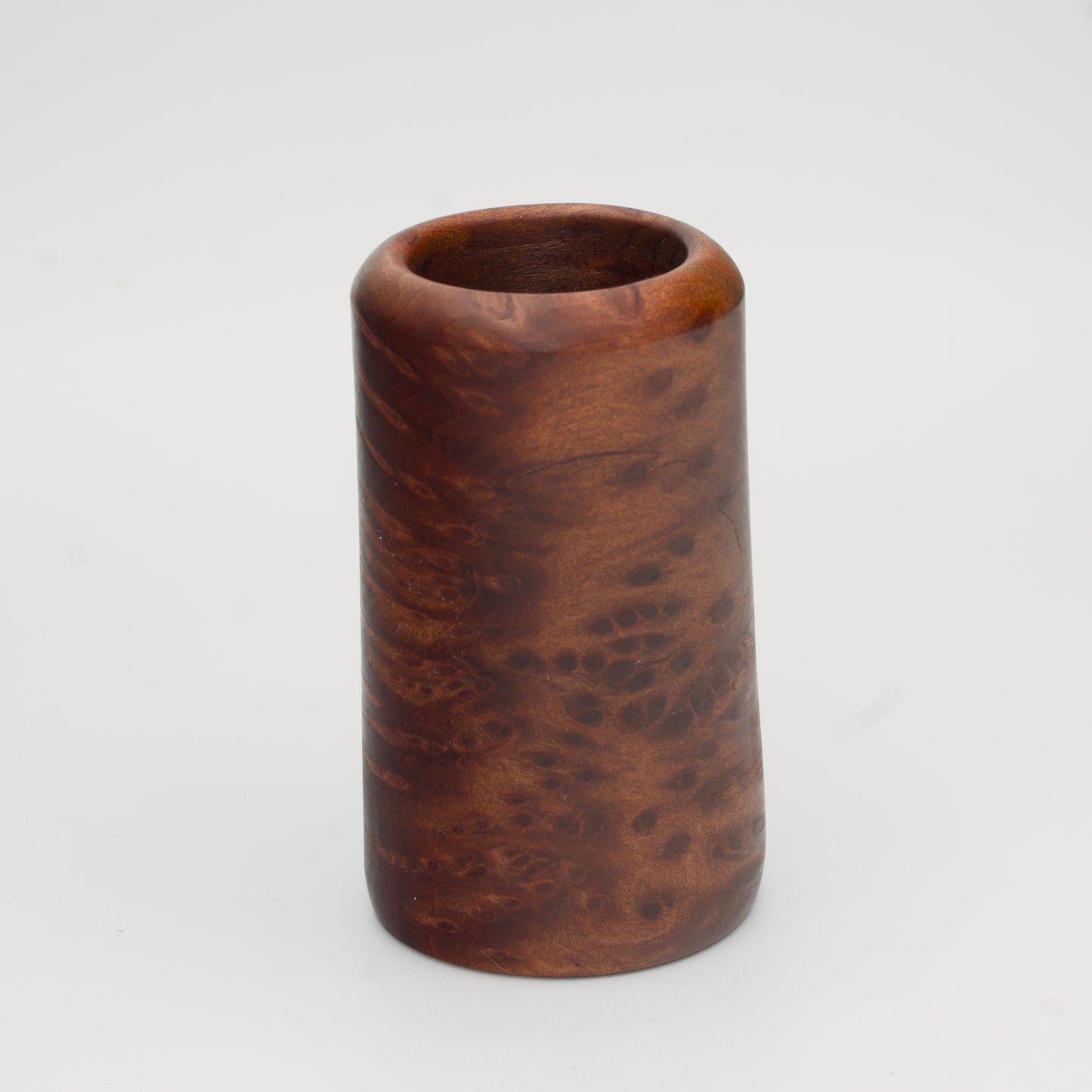 Redwood burl shot glass again white background