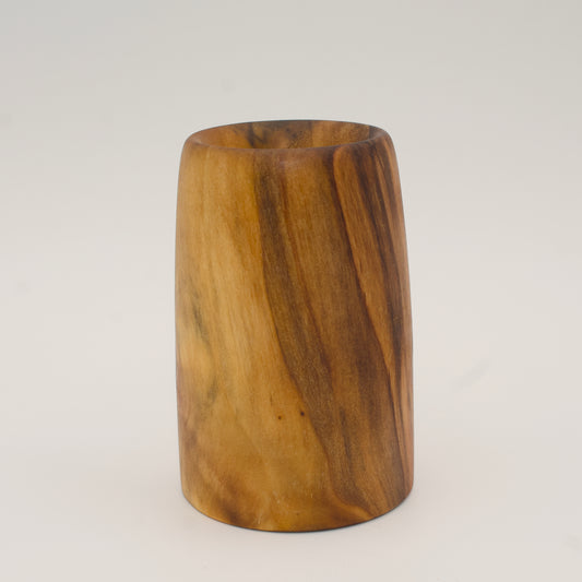 Plains cottonwood aztec gold dyed wood shot glass on white background
