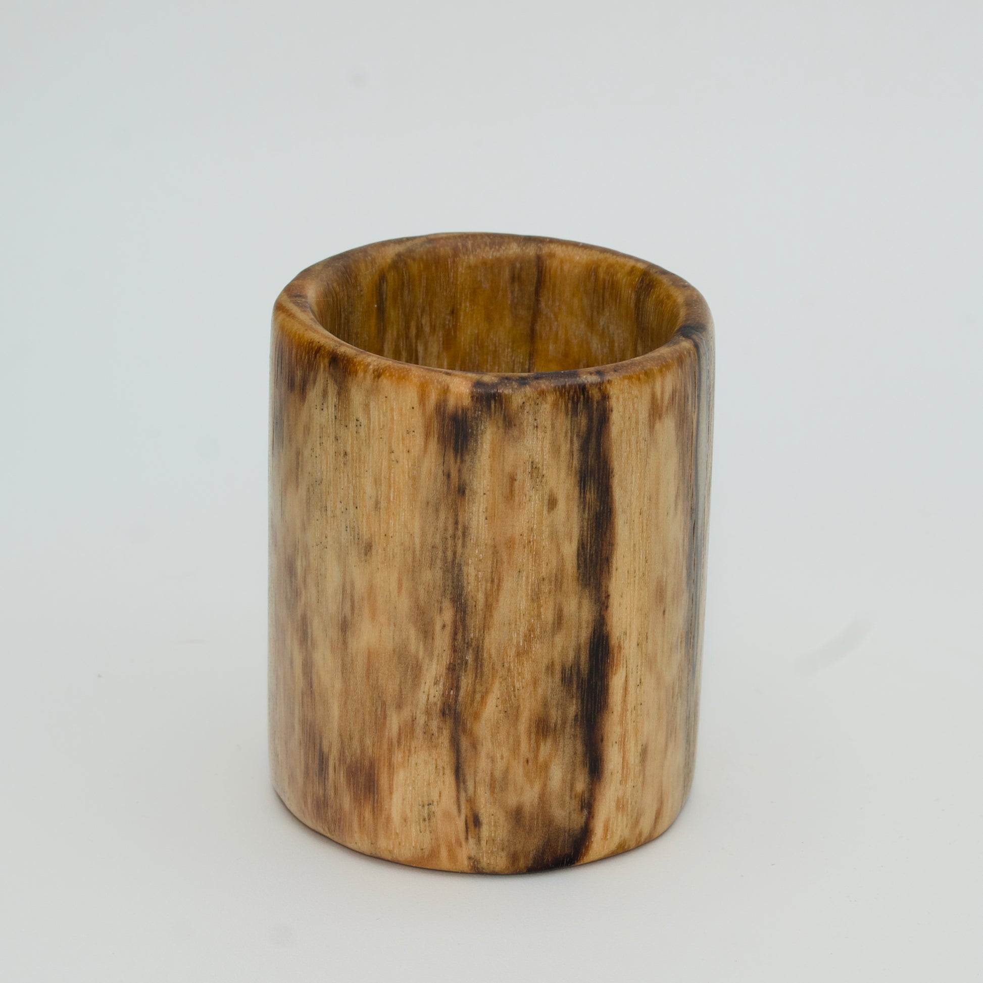 Spalted Hickory hot Glass on White Background