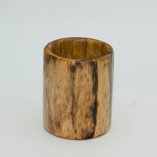 Spalted Hickory hot Glass on White Background