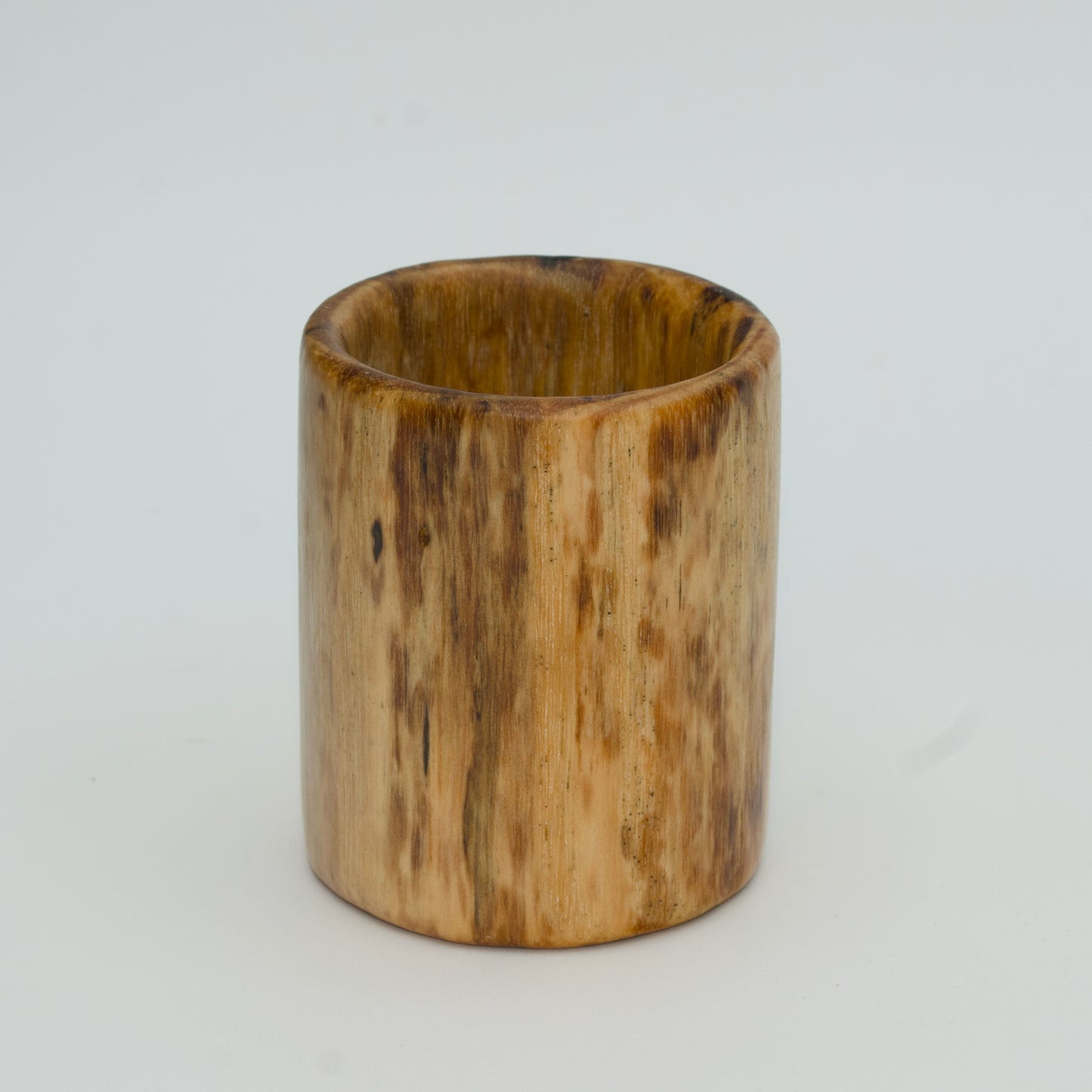 Spalted Hickory hot Glass on White Background