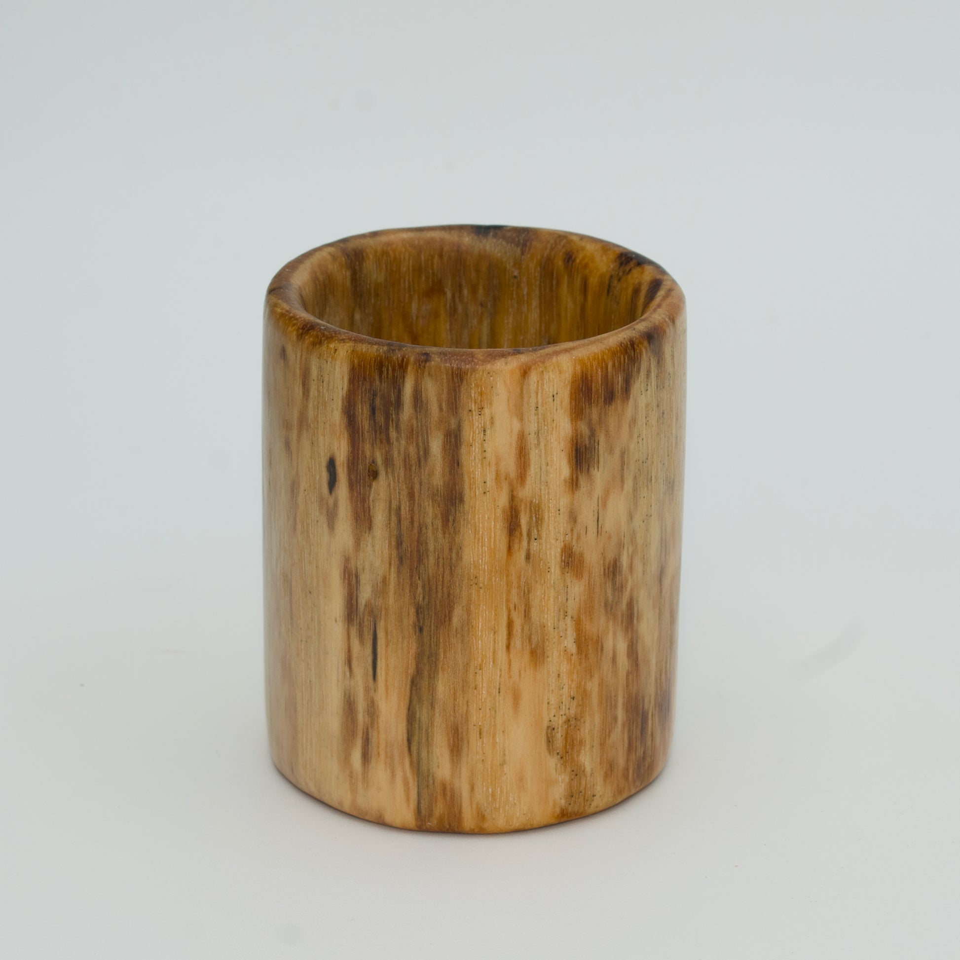 Spalted Hickory hot Glass on White Background