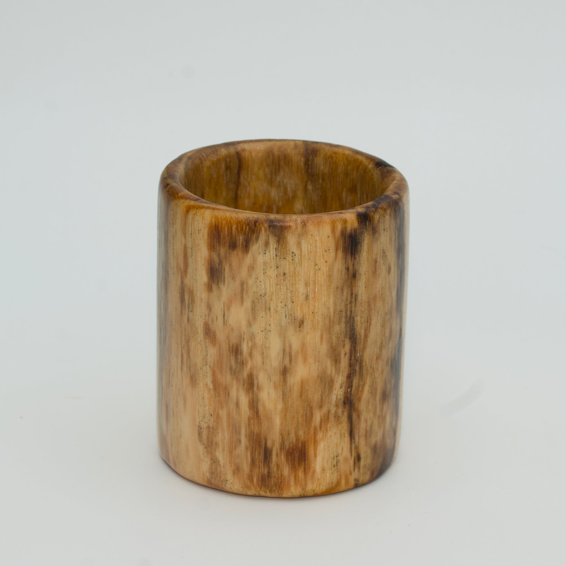 Spalted Hickory hot Glass on White Background