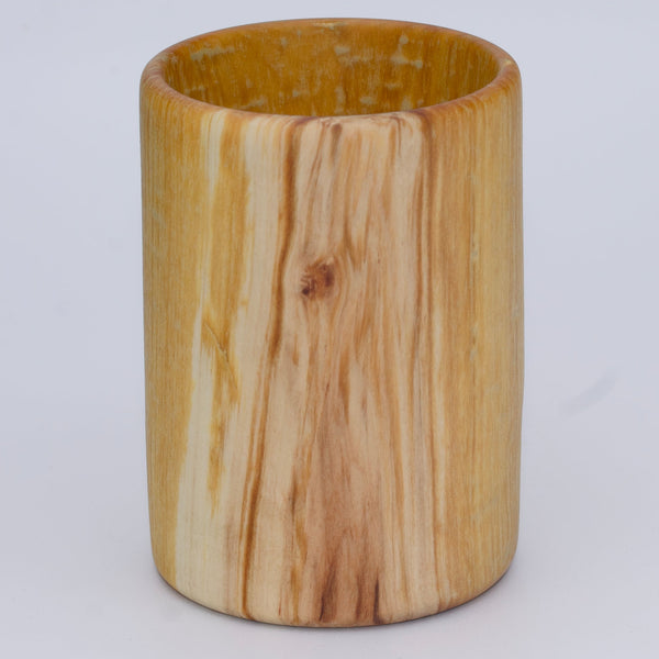 Aspen wood shot glass with gold dye against white background