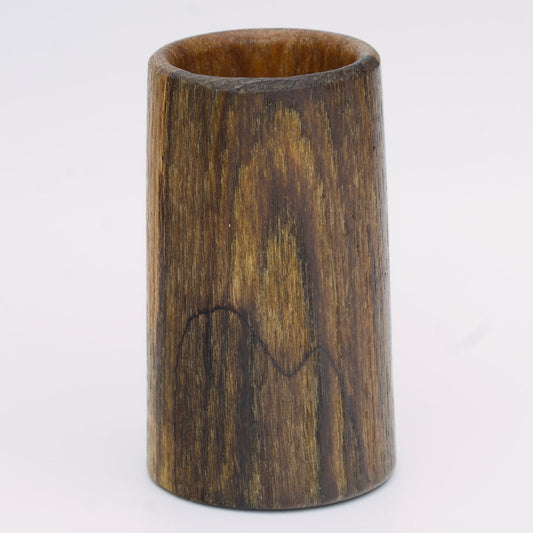 2 tone spalted silver maple wood shot glass against white background