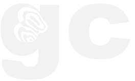 gc white logo with wooden pattern on the g